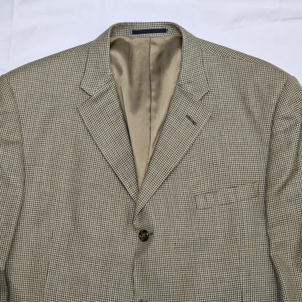 Vintage Burberry Mens 48R Houndstooth Sport Coat Blazer Silk Wool 3 Buttons - Picture 5 of 8
